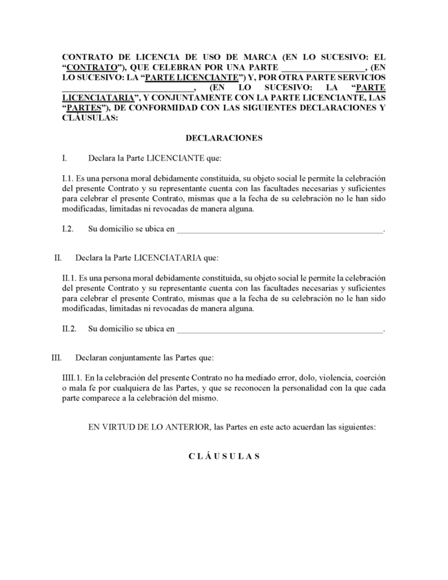 contrato de licencia de uso de marca