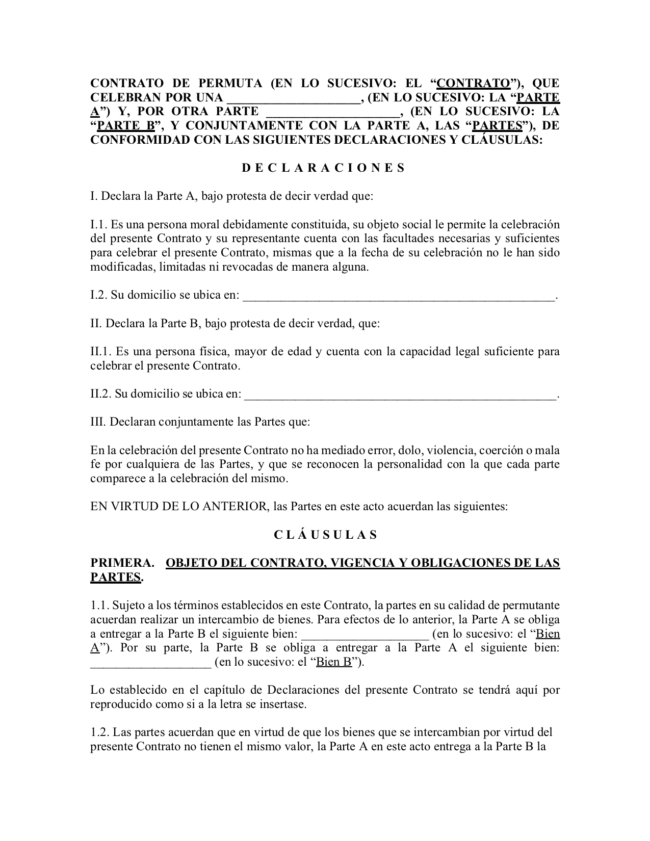 contrato de permuta